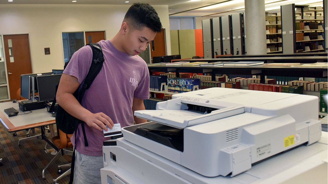 Printers at Indiana State University. Printing services are essential to college life because they let students, teachers, and staff make hard copies of homework, research papers, and other essential papers.