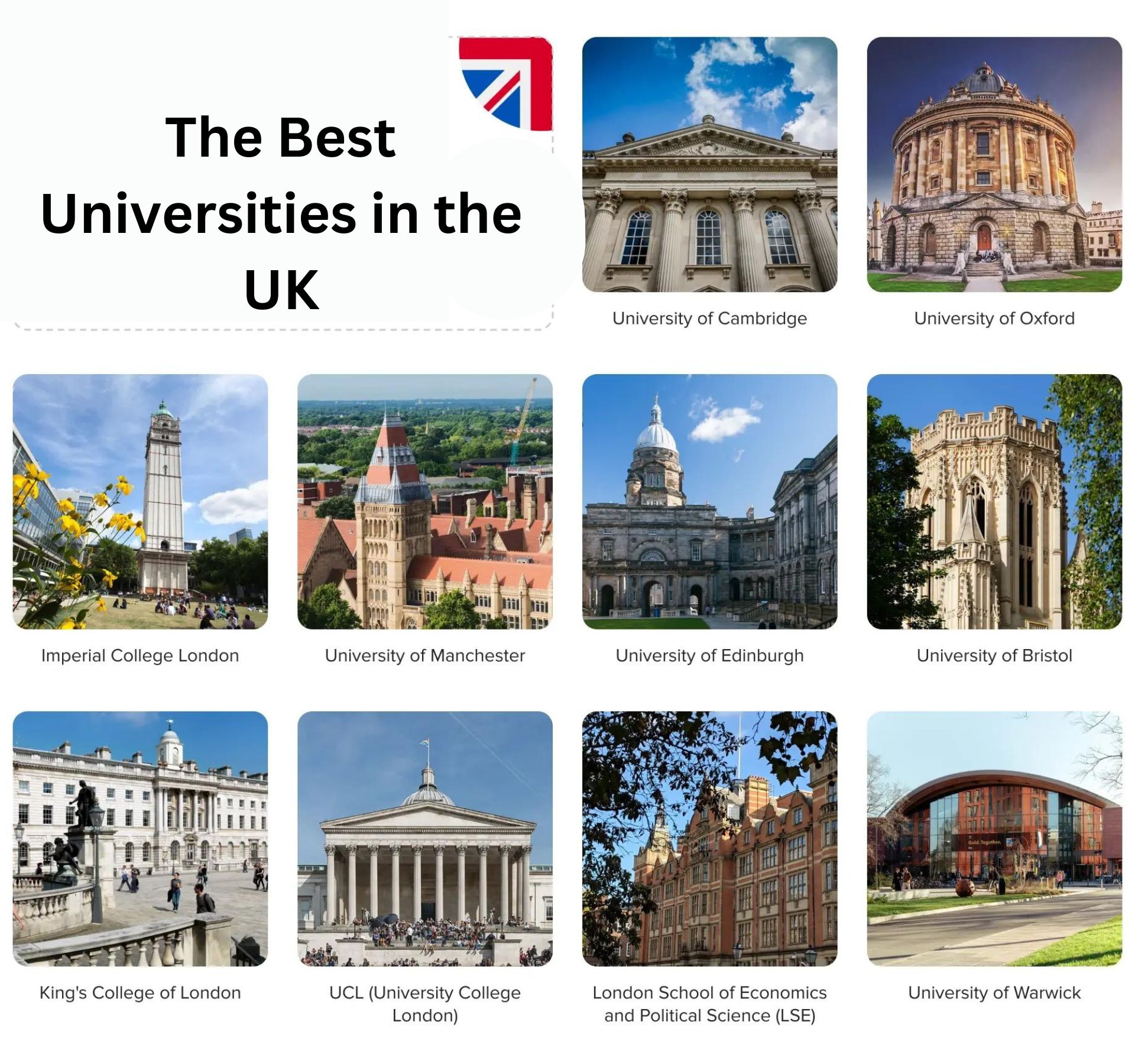 The Best Universities in the UK. The UK is well known for having highly esteemed educational institutions.