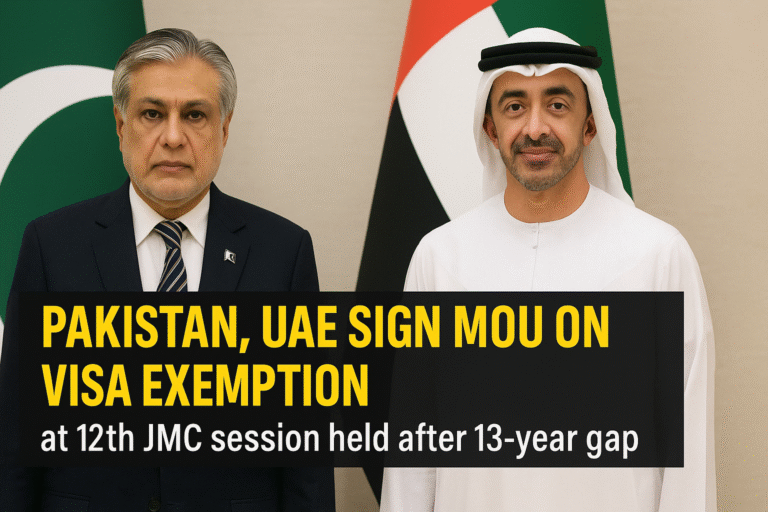 The diplomatic and economic relationship between Pakistan and the United Arab Emirates (UAE) took a significant leap forward with the signing of a Memorandum of Understanding (MoU) on visa exemption.