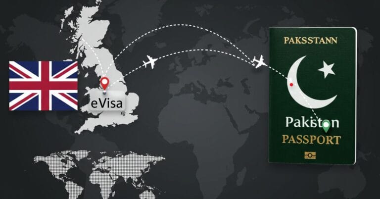 Pakistani citizen applying for UK eVisa in 2025 using mobile device at airport
