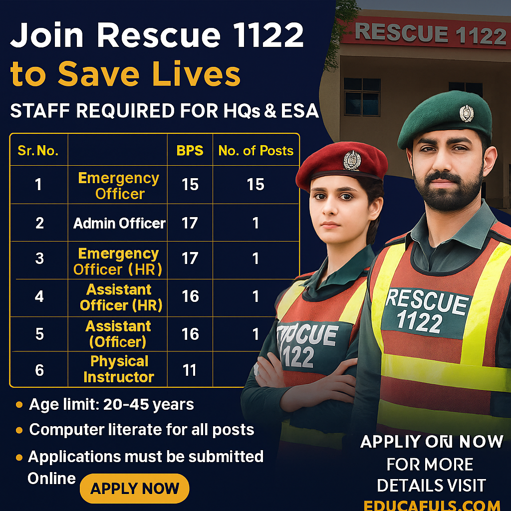 If you are passionate about saving lives, contributing to public safety, and becoming part of an elite emergency response team, then Rescue 1122 jobs 2025 offer a golden opportunity.