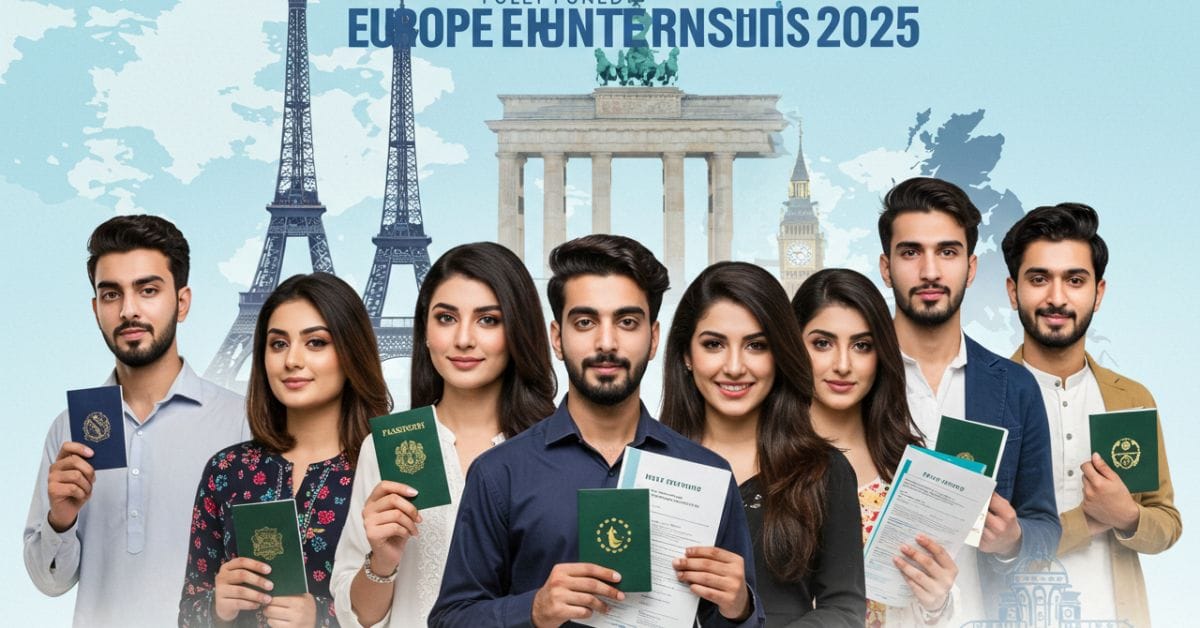 Pakistani students in Europe with documents — Fully Funded Europe Internships 2025 opportunities
