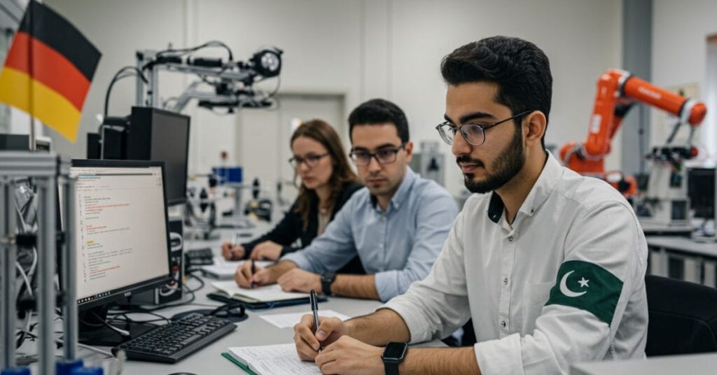 Pakistani student in German internship lab — DAAD RISE Germany 2025