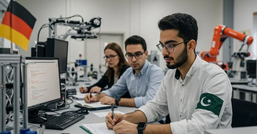 Pakistani student in German internship lab — DAAD RISE Germany 2025