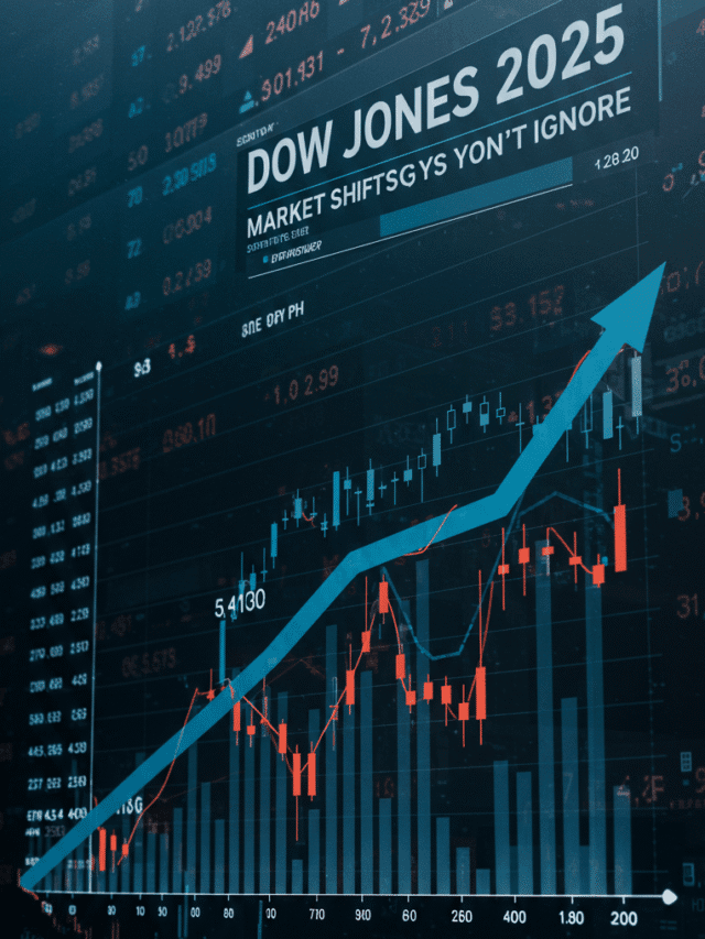 Dow Jones stock chart rising on digital display