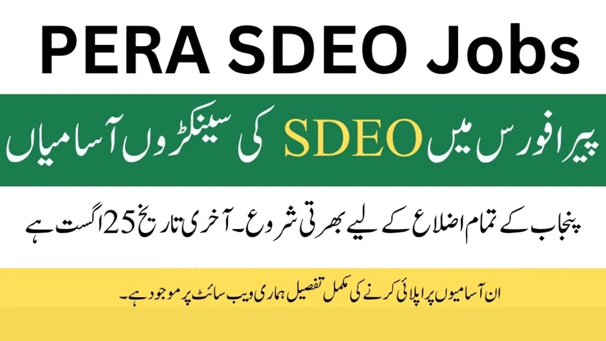 PERA SDEO Jobs 2025 Apply Online – Punjab Enforcement & Regulatory Authority recruitment for Sub Divisional Enforcement Officer.