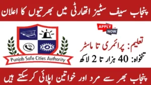 Punjab Safe Cities Authority jobs 2025 advertisement – apply online for PSCA vacancies, salary up to 2 lakh, open for men and women across Punjab