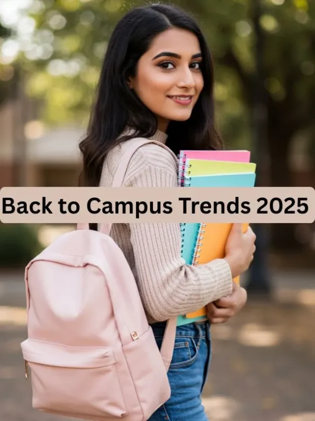 South Asian college student with a pastel backpack walking confidently on campus.