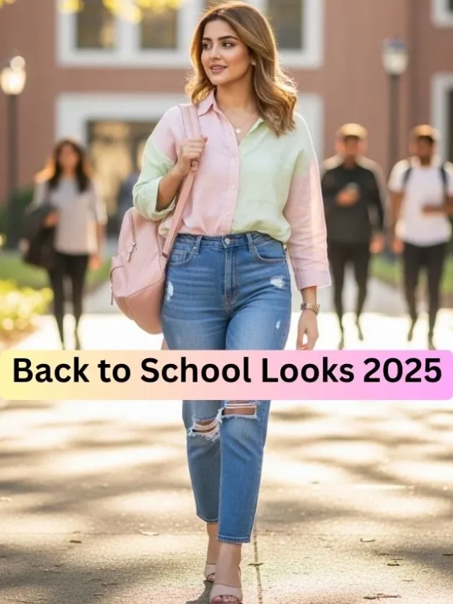 College girl stylish outfit with backpack 2025