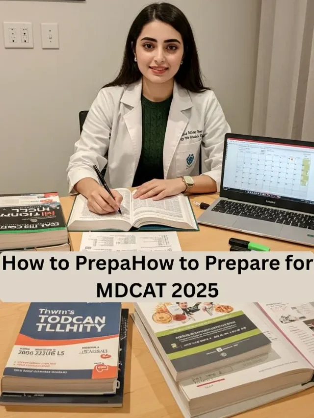 Pakistani MDCAT student studying at desk with books and planner