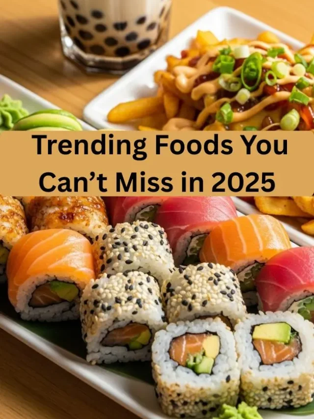 Aesthetic platter of 2025 trending foods with bright colors.