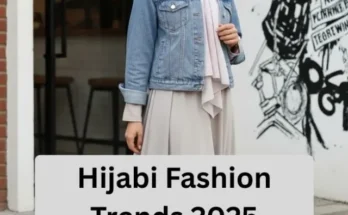 Hijabi fashion look with abaya, sneakers, and pastel scarf styled in 2025